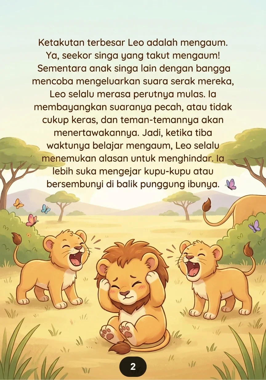 SI SINGA PEMALU DARI SABANA Belajar Percaya Diri Bersama Teman preview 2
