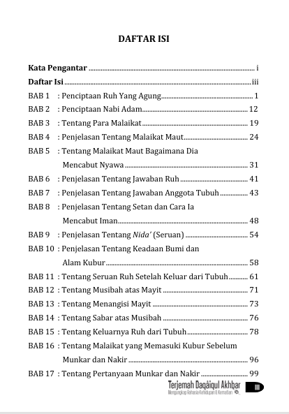 Terjemah Kitab Daqaiqul Akhbar Teks Arab - Indonesia preview 1