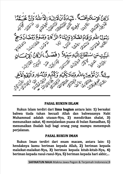 TERJEMAH KITAB SAFINATUN NAJAH TEKS ARAB-JAWA PEGON-INDONESIA-Intisari Fiqih Madzhab Syafiiyah preview 2