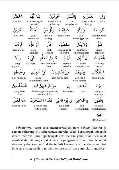 TERJEMAH KITAB TA’LIM MUTAALLIM PERKATA - BAHASA INDONESIA-Panduan Bagi Para Penuntut Ilmu preview 2