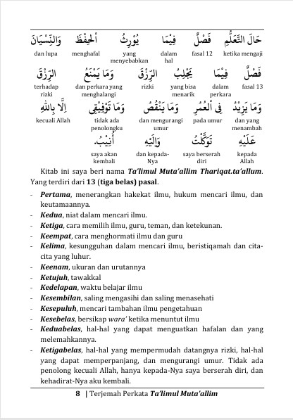 TERJEMAH KITAB TA’LIM MUTAALLIM PERKATA - BAHASA INDONESIA-Panduan Bagi Para Penuntut Ilmu preview 3