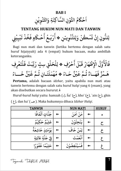 TERJEMAH KITAB TUHFATUL ATHFAL BAHASA INDONESIA-Pelajaran Ilmu Tajwid Dasar preview 1