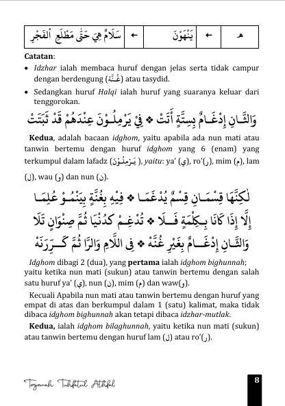 TERJEMAH KITAB TUHFATUL ATHFAL BAHASA INDONESIA-Pelajaran Ilmu Tajwid Dasar preview 2